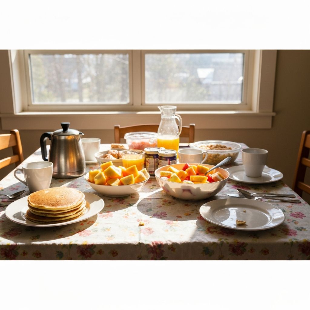 Frühstückstisch mit verschiedenen Optionen