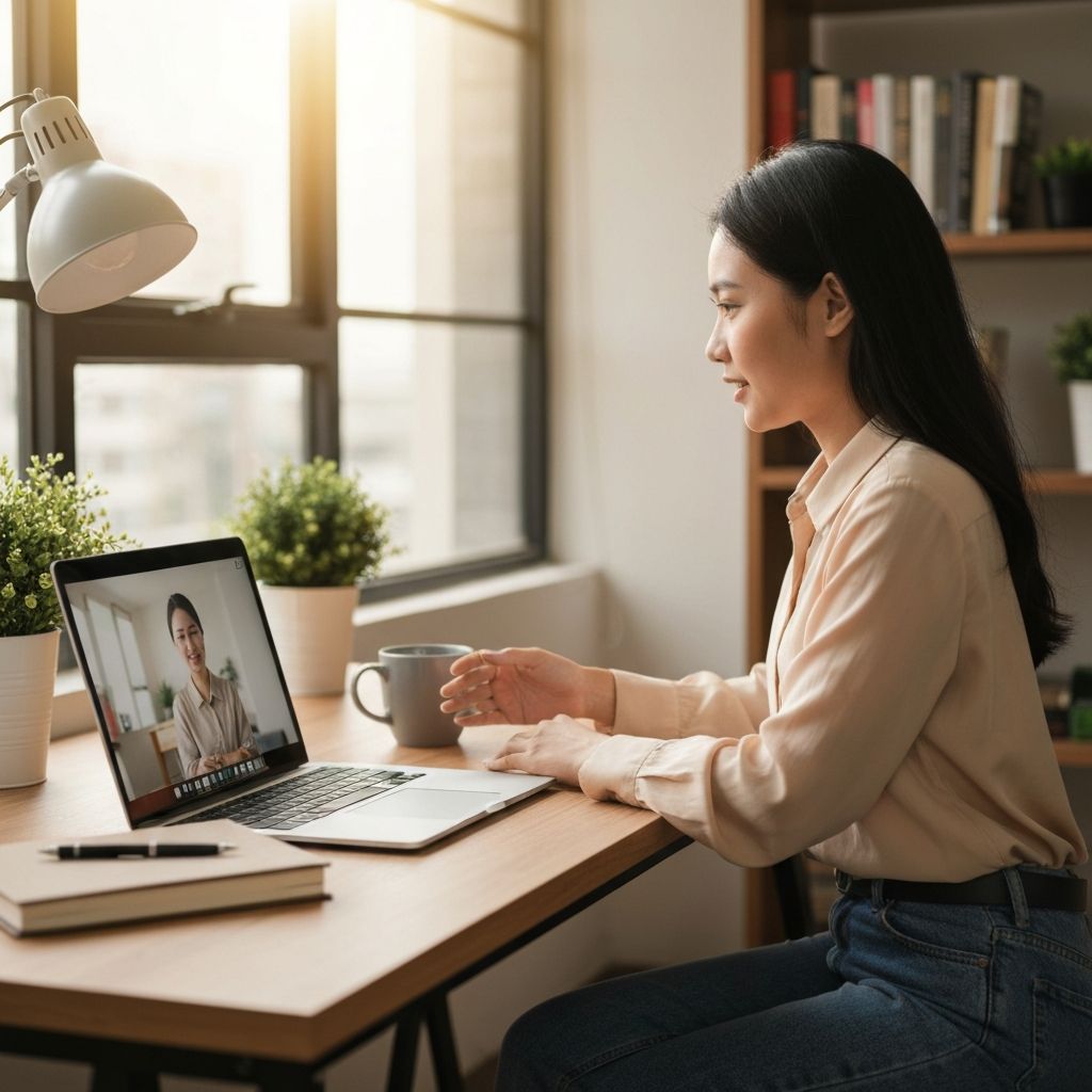 Online-Beratungsgespräch am Laptop